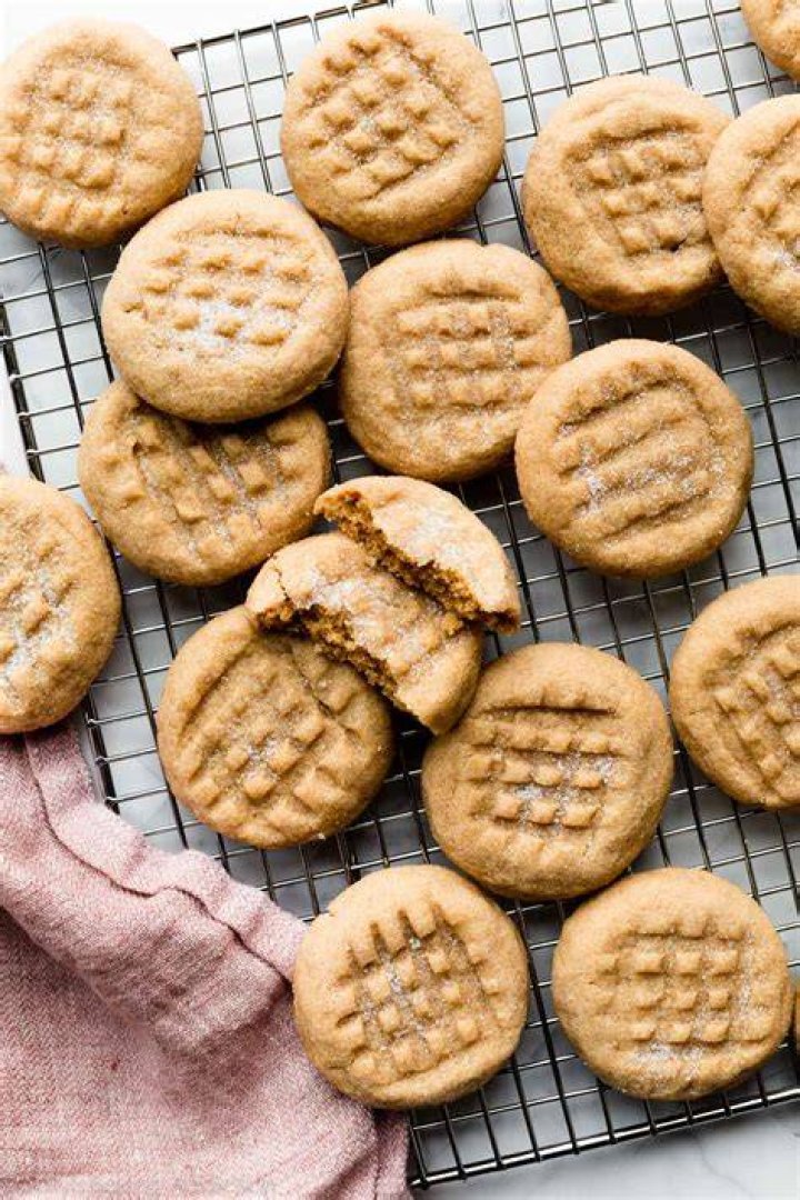 Peanut butter cookies dough in a pan.